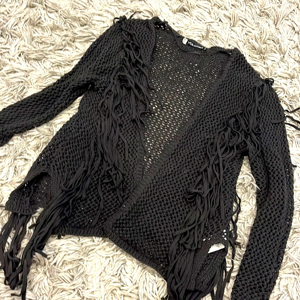 Volcom fringe cardigan sweater